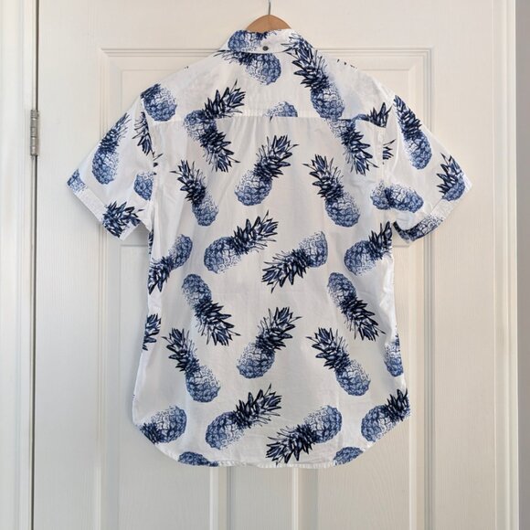 Pineapple short sleeve button down shirt blue size medium - Picture 6 of 15